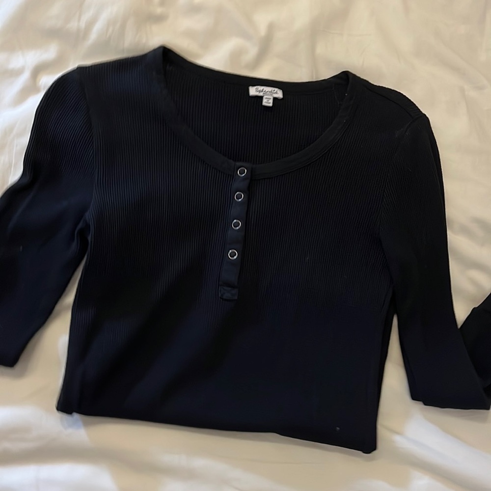 Splendid - long sleeve waffle henley, size M